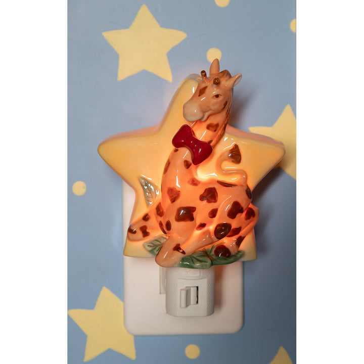 Ceramic Giraffe Nightlight Plug-In 4x2.25x4.25 Nursery Gift Parents Image 2