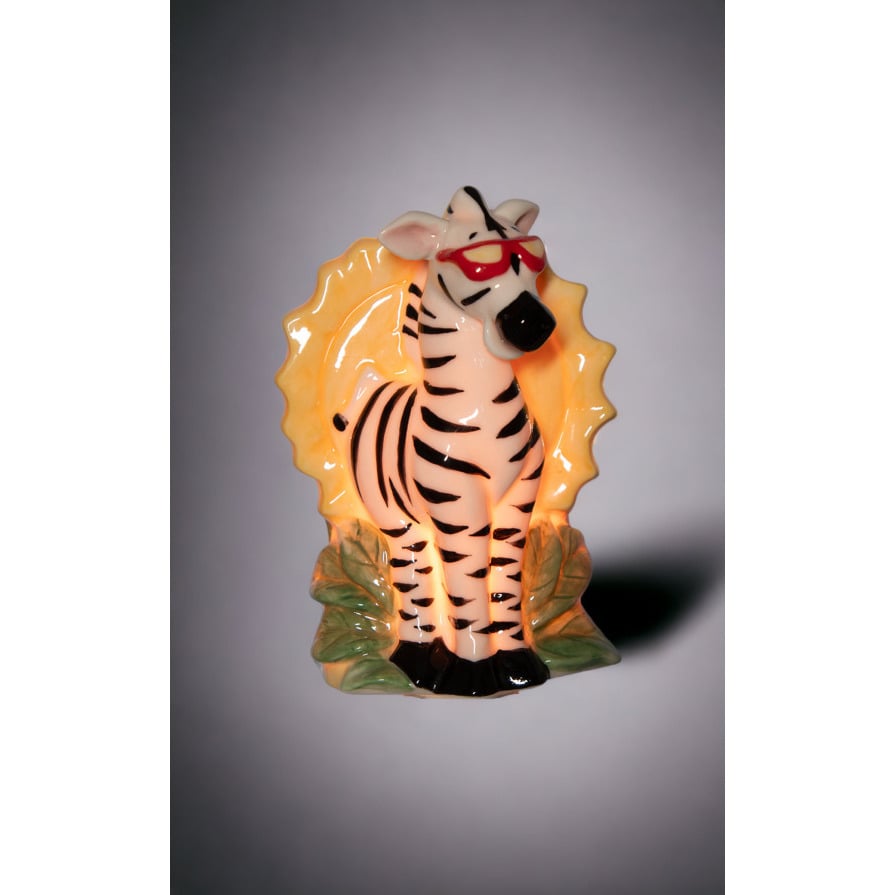 Ceramic Zebra Nightlight Plug-In 3x2.25x4.25 Nursery Gift Parents Image 1