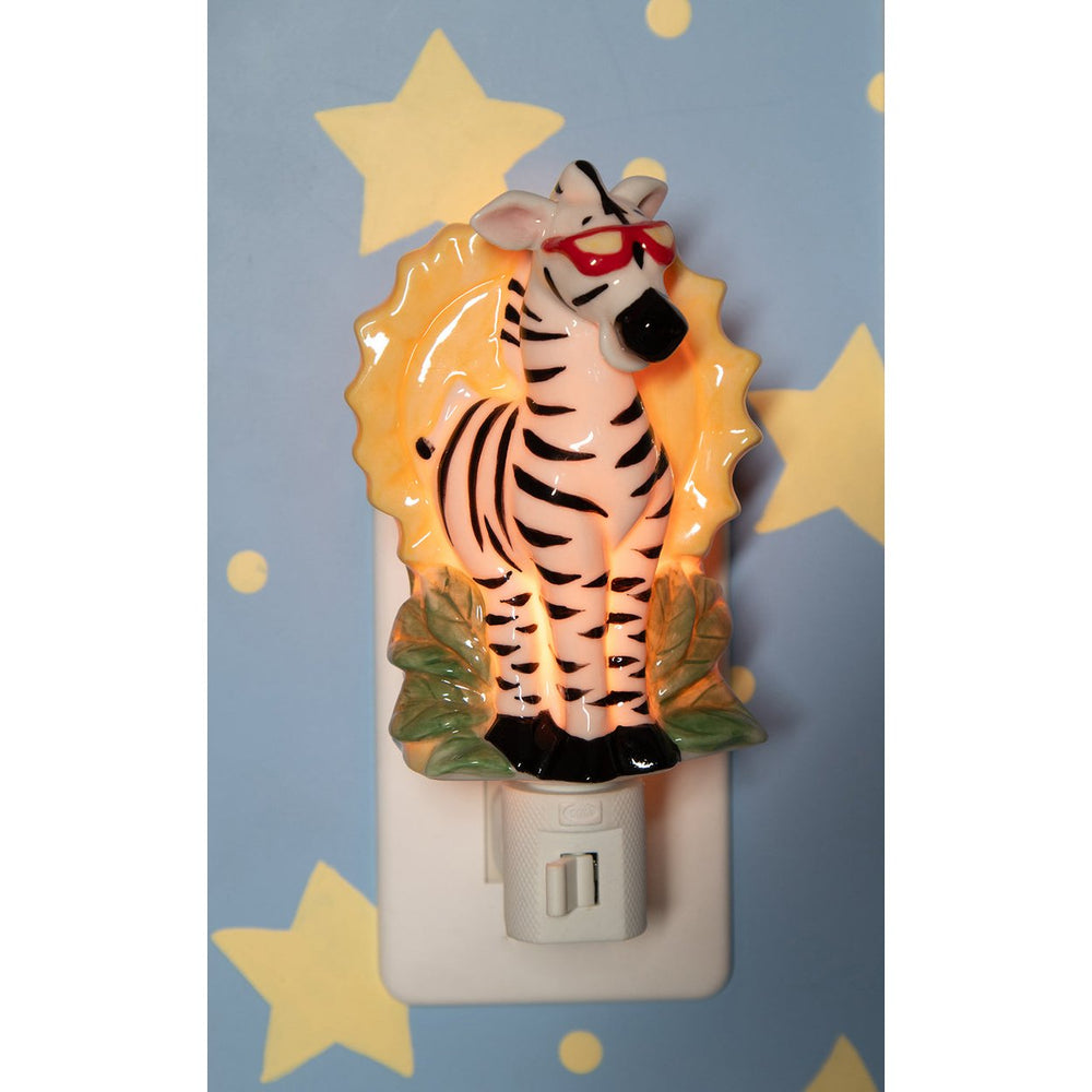 Ceramic Zebra Nightlight Plug-In 3x2.25x4.25 Nursery Gift Parents Image 2