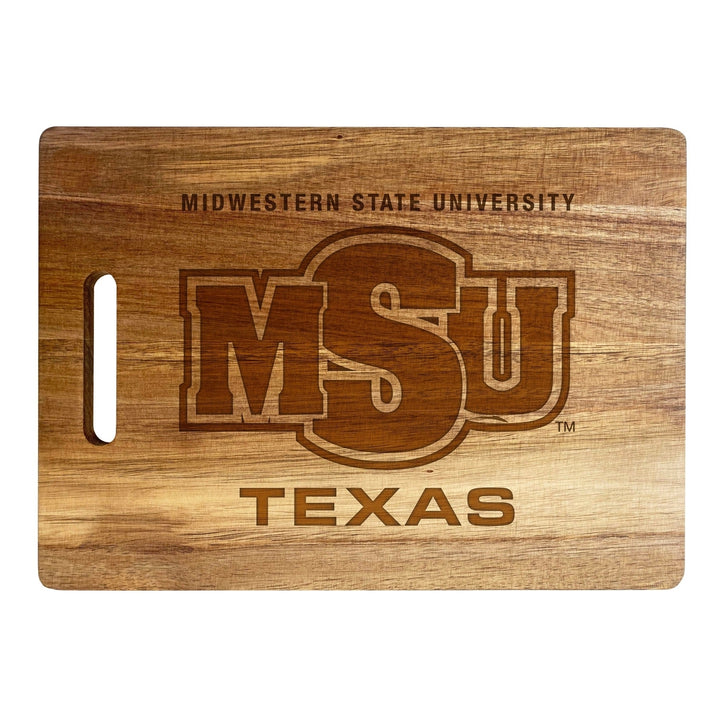 Midwestern State University Mustangs Classic Acacia Wood Cutting Board - Small Corner Logo Image 2