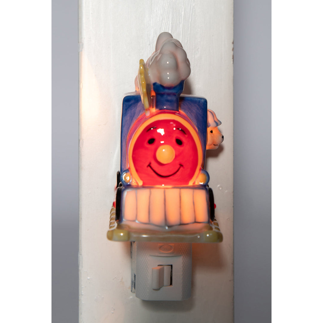 Ceramic Train Engine Nightlight Plug-In for Nursery Baby Gift 3.5" Image 2