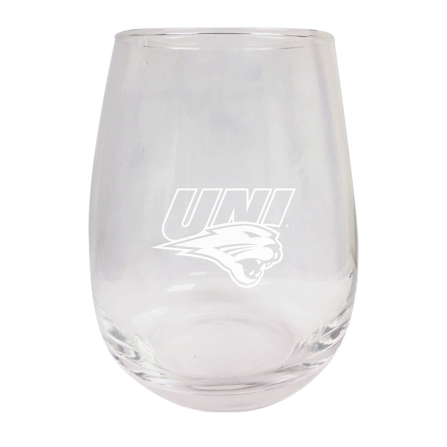 Northern Iowa Panthers NCAA 15 oz Laser-Engraved Stemless Wine Glass - Perfect for Alumni and Fans Image 1