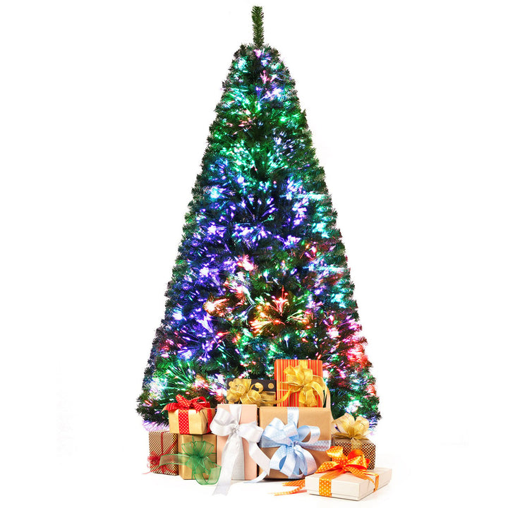 5/6/7 FT Pre-lit Artificial Christmas Tree Fiber Optic Xmas Tree Holiday Decor Image 6