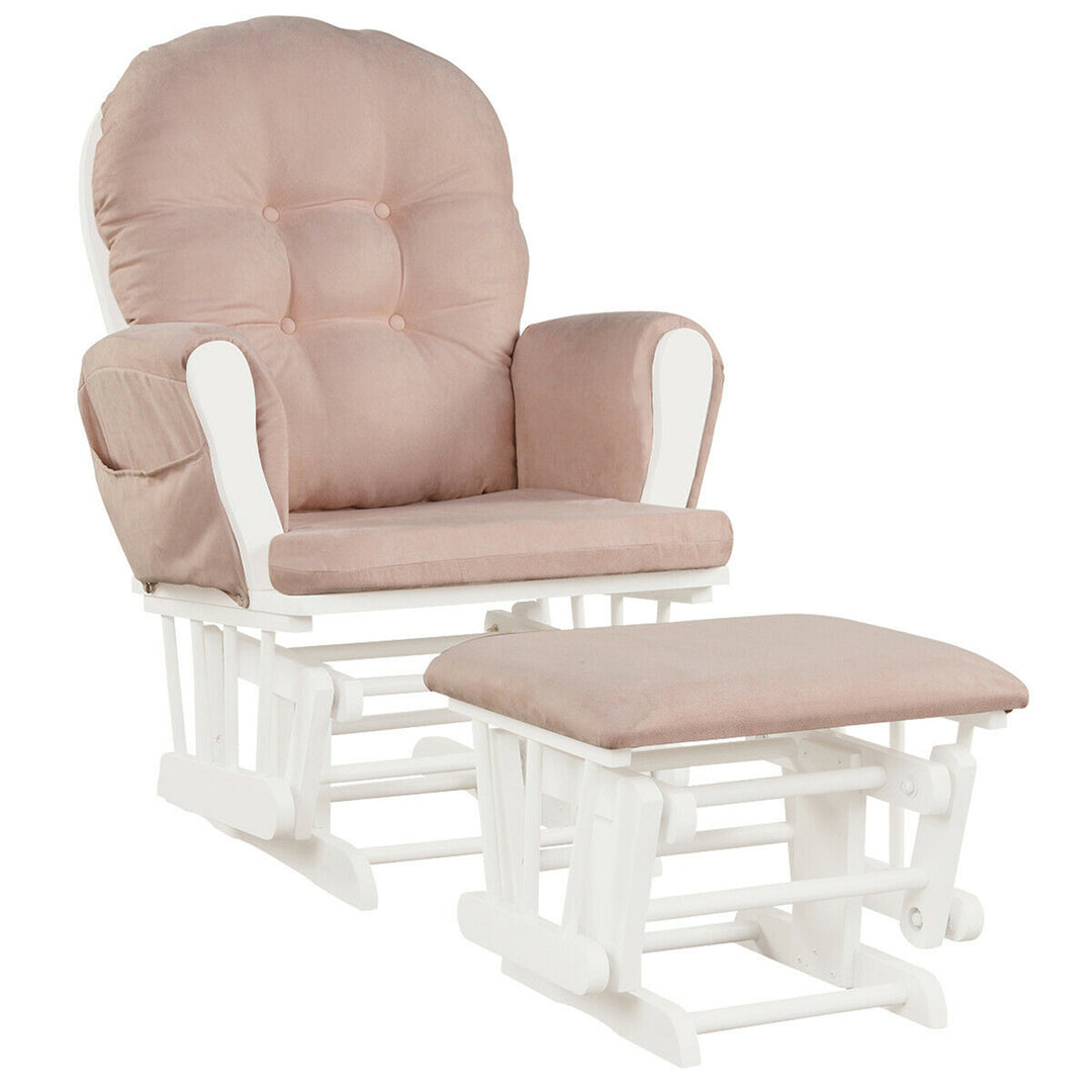 Baby Nursery Relax Rocker Rocking Chair Glider and Ottoman Set w/ Cushion Image 9