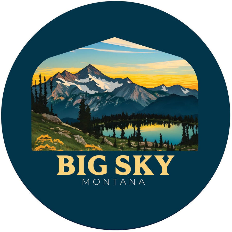 Big Sky Montana Mountain and Lake Souvenir Memories Round Durable Vinyl Decal Sticker Image 1