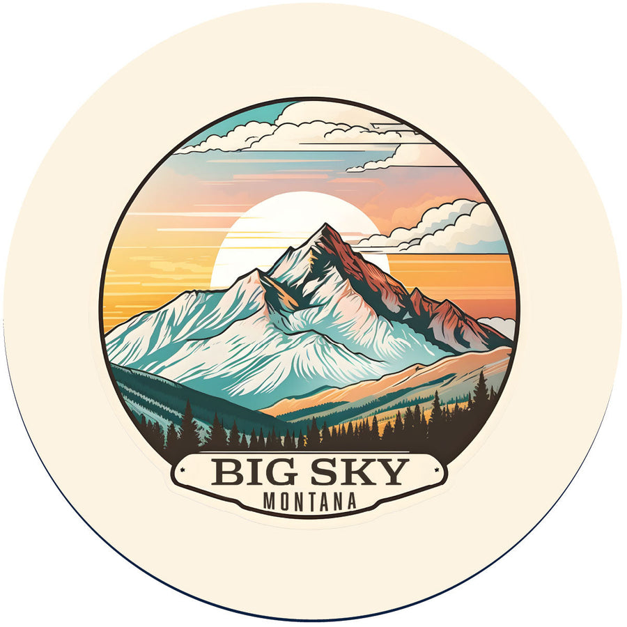 Big Sky Montana mountain Sunset Souvenir Memories Round Durable Vinyl Decal Sticker Image 1