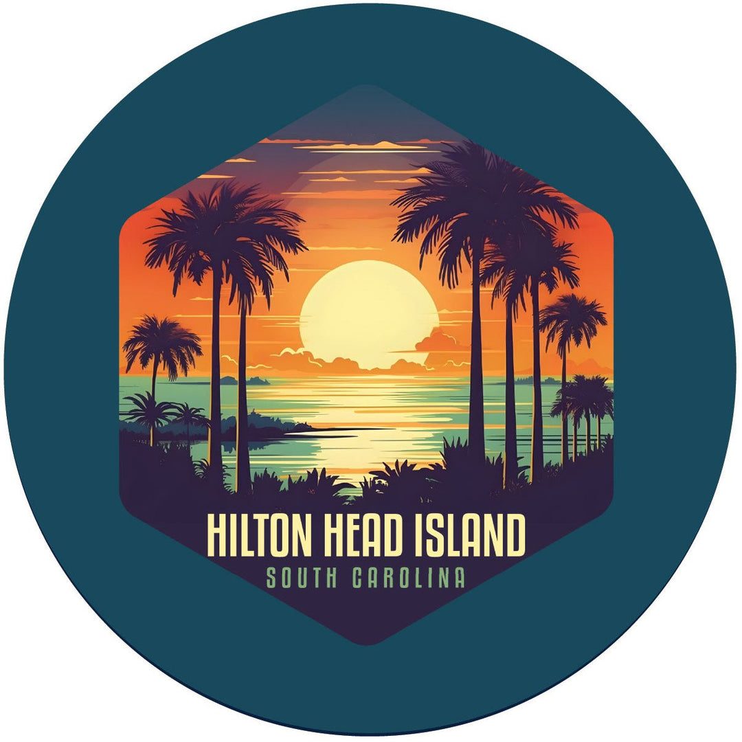 Hilton Head Island B Souvenir Memories Round Durable Vinyl Decal Sticker Image 1