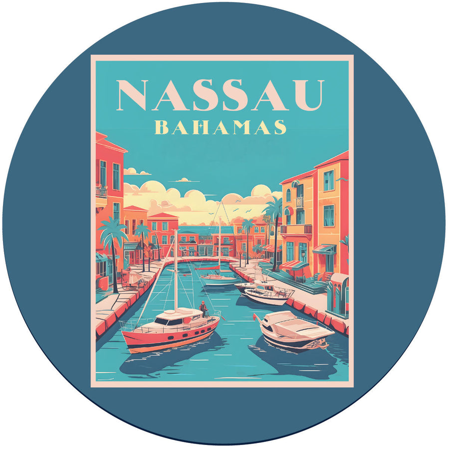 Nassau the Bahamas B Souvenir Memories Round Durable Vinyl Decal Sticker Image 1