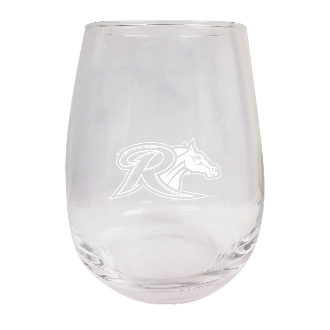 Rider University Broncs NCAA 15 oz Laser-Engraved Stemless Wine Glass - Perfect for Alumni and Fans Image 1