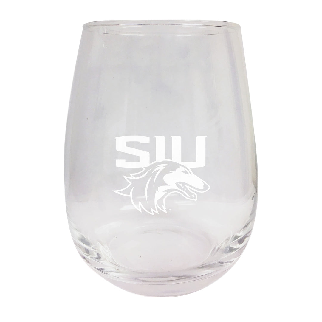 Southern Illinois Salukis NCAA 15 oz Laser-Engraved Stemless Wine Glass - Perfect for Alumni and Fans Image 1