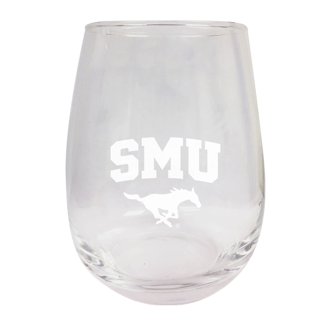 Southern Methodist University NCAA 15 oz Laser-Engraved Stemless Wine Glass - Perfect for Alumni and Fans Image 1