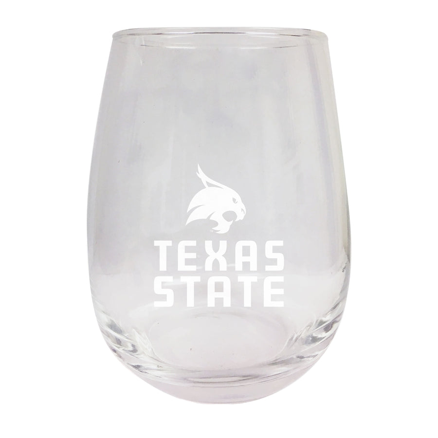 Texas State Bobcats NCAA 15 oz Laser-Engraved Stemless Wine Glass - Perfect for Alumni and Fans Image 1