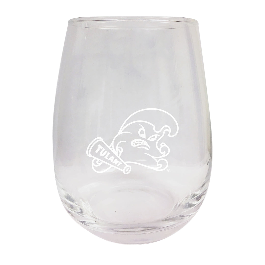 Tulane University Green Wave NCAA 15 oz Laser-Engraved Stemless Wine Glass - Perfect for Alumni and Fans Image 1