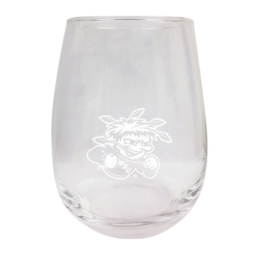 Wichita State Shockers NCAA 15 oz Laser-Engraved Stemless Wine Glass - Perfect for Alumni and Fans Image 1