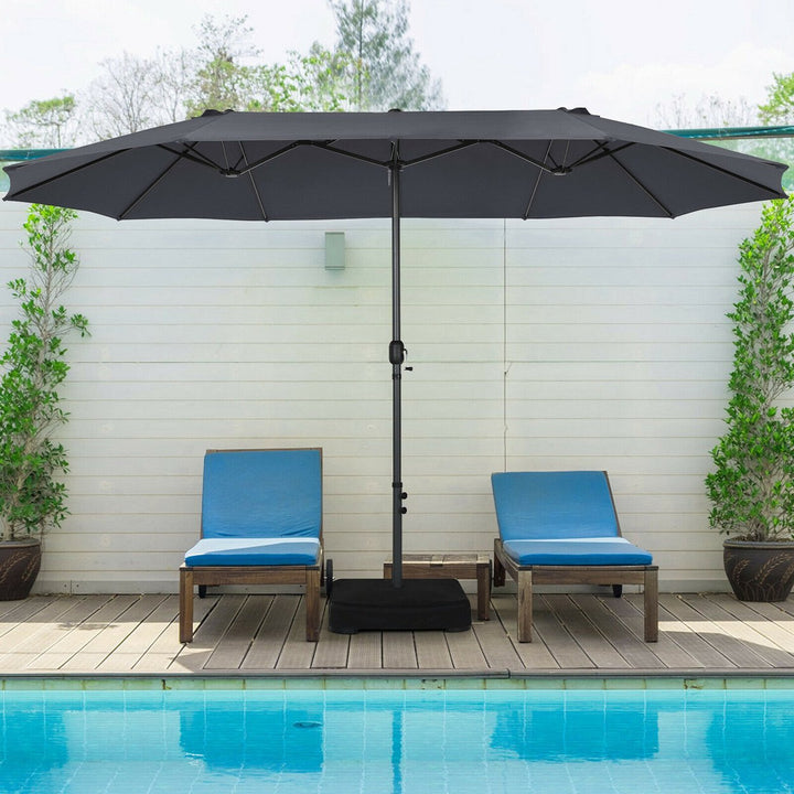 15 ft Double-Sided Patio Umbrella Market Twin Umbrella w/ Enhanced Base Image 6