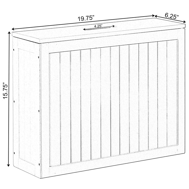 Wooden White Finish Storage Box with Cover, Small Storage Laundry Hamper Image 6