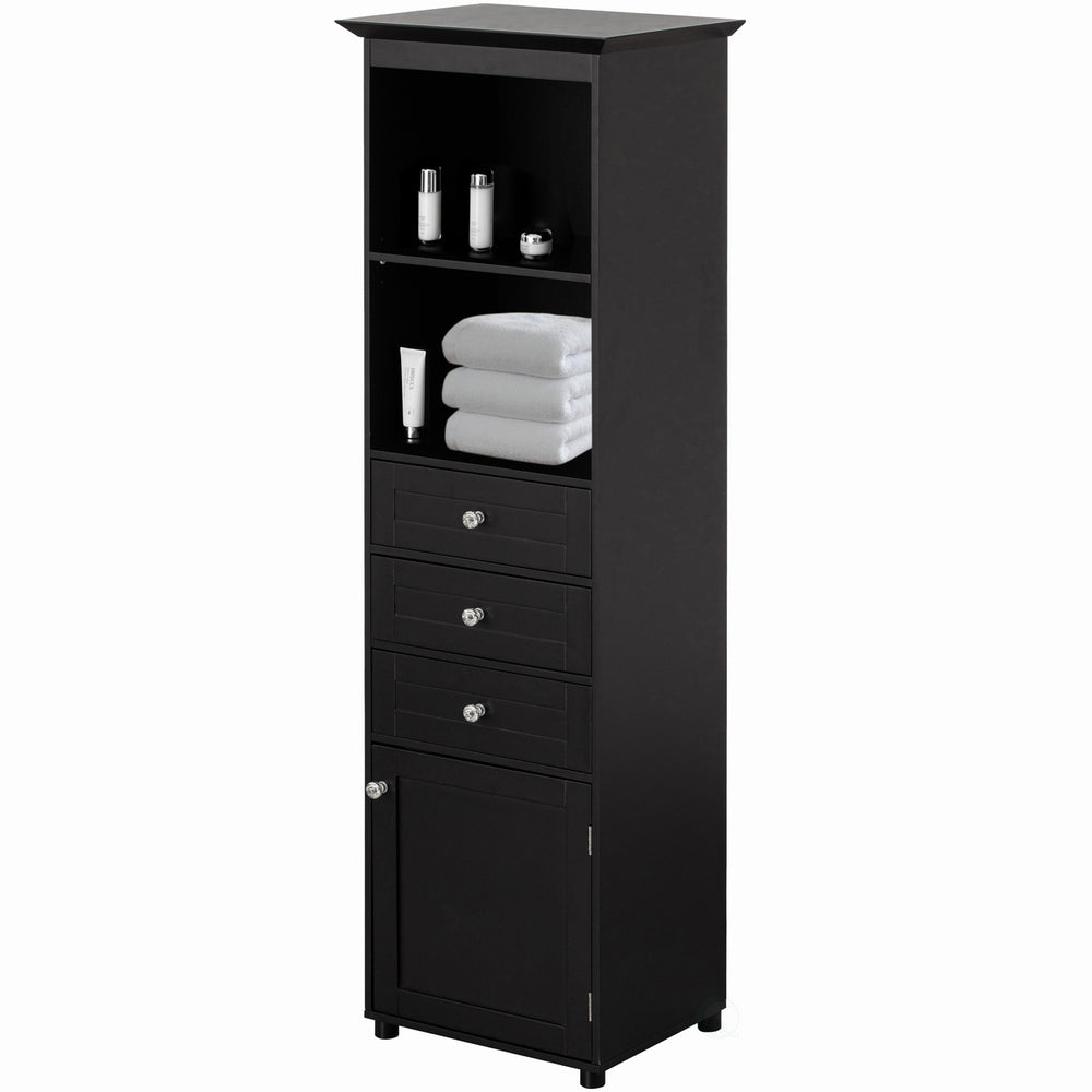 Tall Freestanding Storage Organizer Cabinet 2 Shelves 3 Drawers for Bathroom Bedroom Image 2