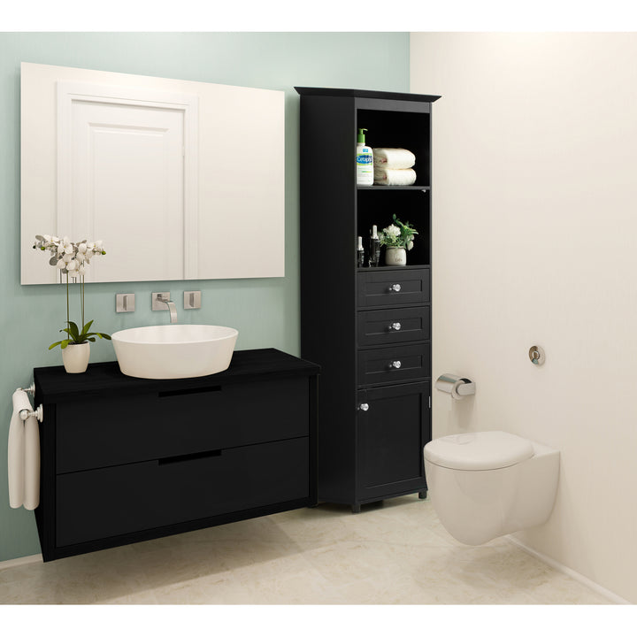 Tall Freestanding Storage Organizer Cabinet 2 Shelves 3 Drawers for Bathroom Bedroom Image 4