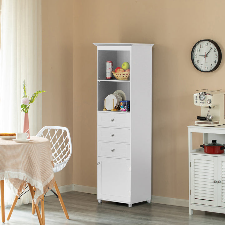 Tall Freestanding Storage Organizer Cabinet 2 Shelves 3 Drawers for Bathroom Bedroom Image 5