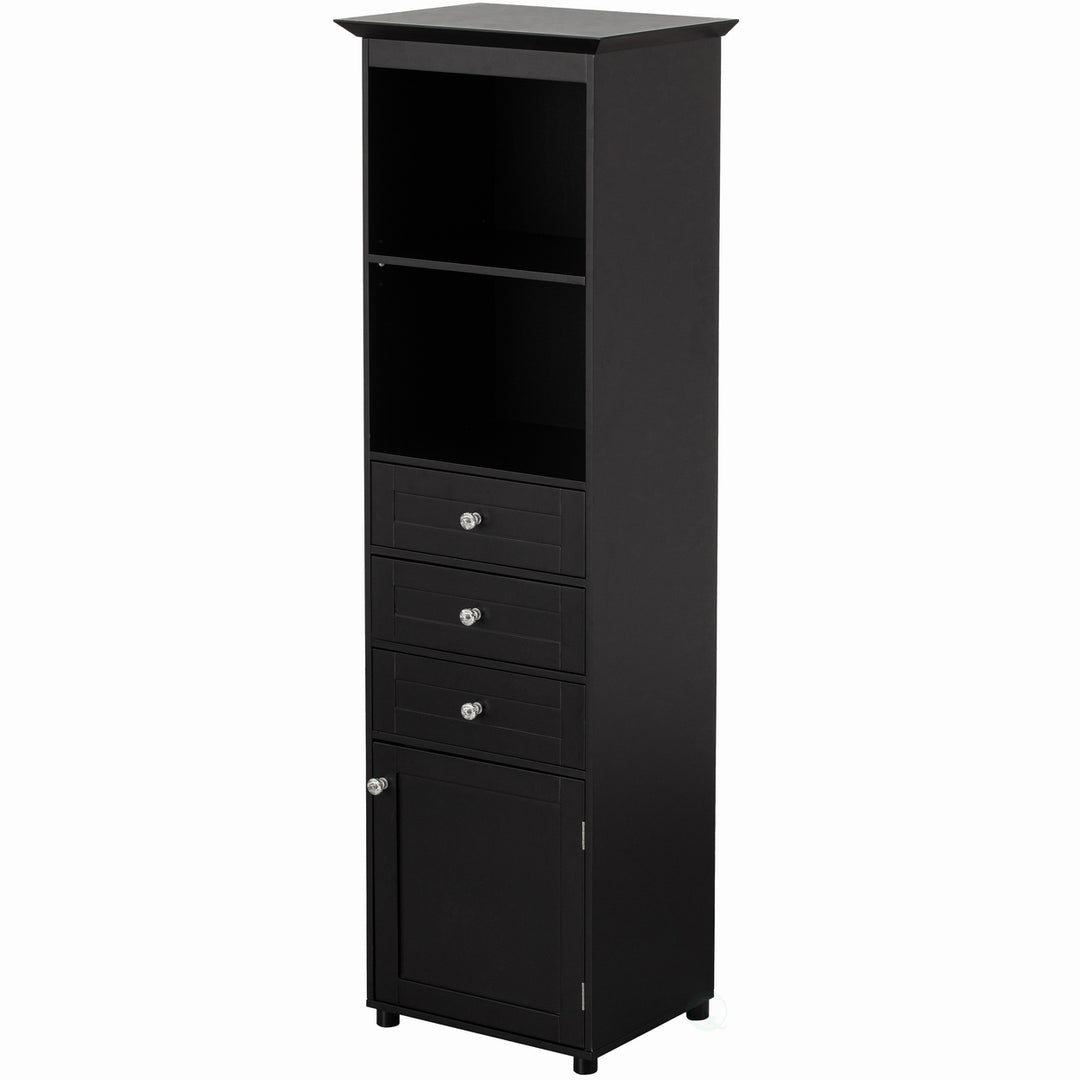 Tall Freestanding Storage Organizer Cabinet 2 Shelves 3 Drawers for Bathroom Bedroom Image 6