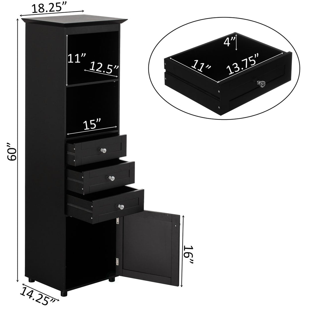 Tall Freestanding Storage Organizer Cabinet 2 Shelves 3 Drawers for Bathroom Bedroom Image 8