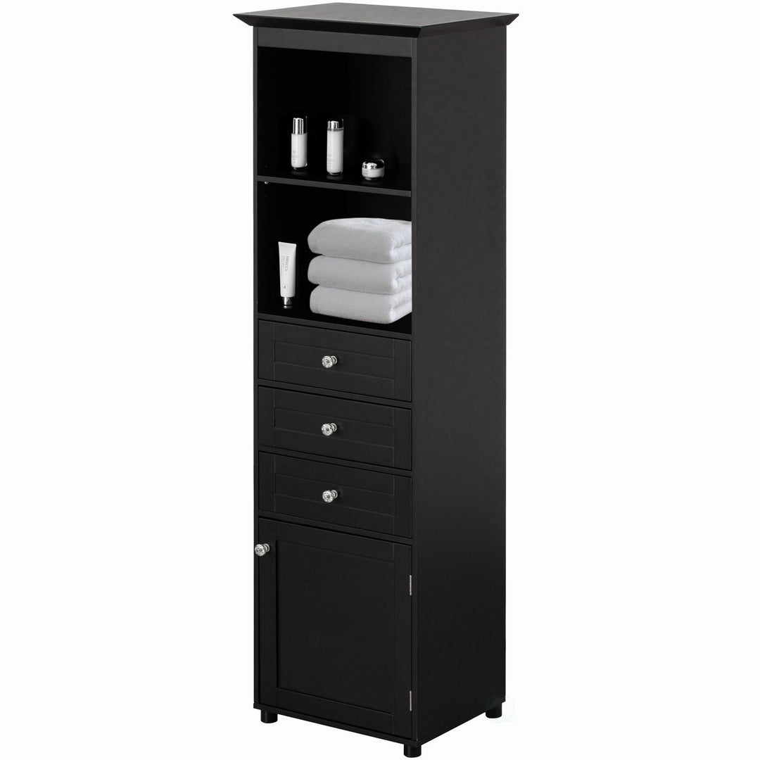 Tall Freestanding Storage Organizer Cabinet 2 Shelves 3 Drawers for Bathroom Bedroom Image 9