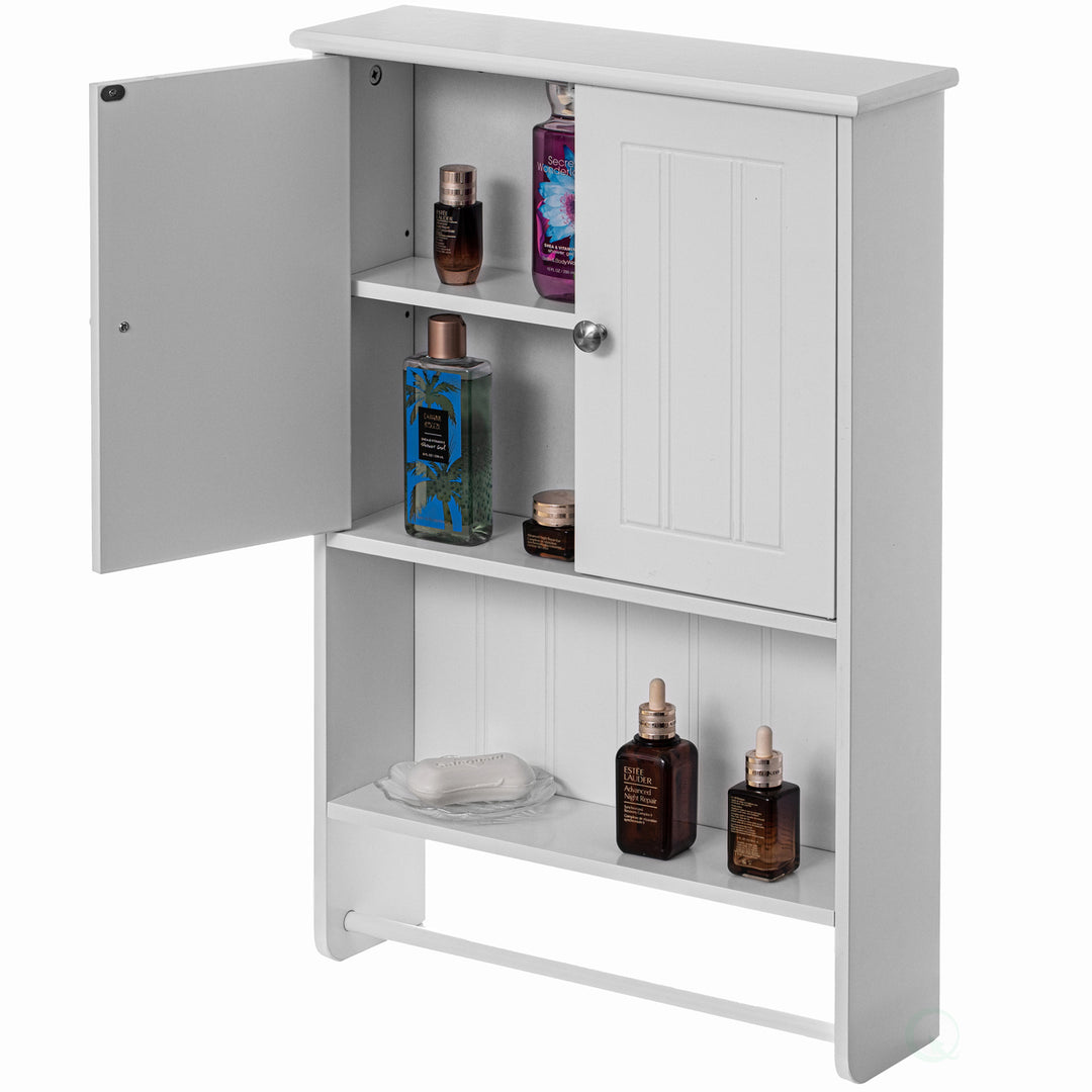 Wall Mount Bathroom Cabinet Wooden Medicine Cabinet Storage Organizer Double Door with 2 Shelves, and Open Display Image 10