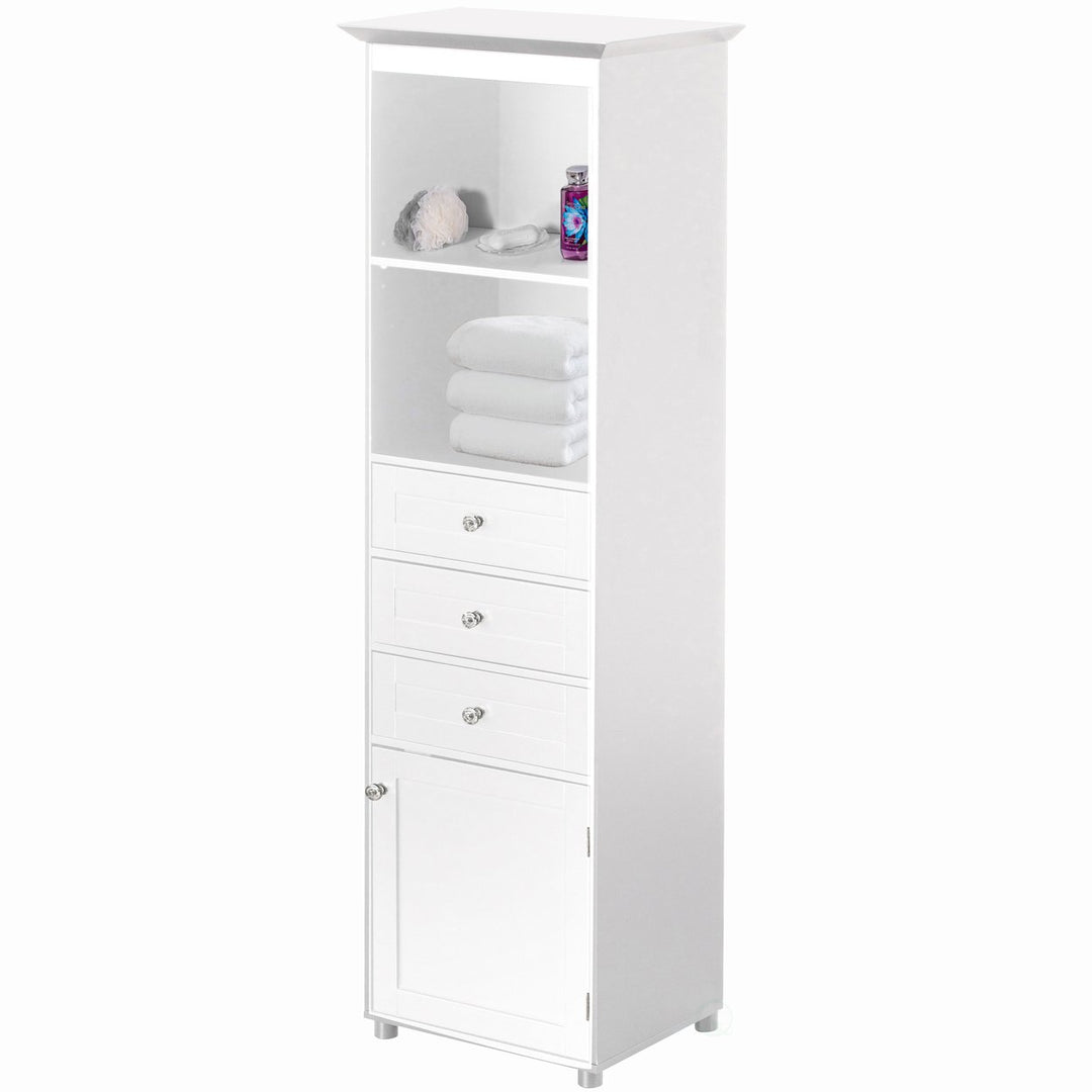 Tall Freestanding Storage Organizer Cabinet 2 Shelves 3 Drawers for Bathroom Bedroom Image 10