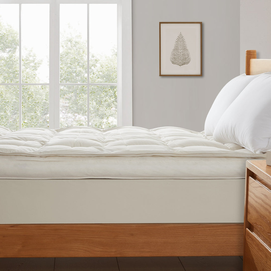 Premium White Goose Feather Mattress Topper, 3" Soft Feather Bed, 300 TC Organic Cotton Cover, Eco-friendly and Image 6