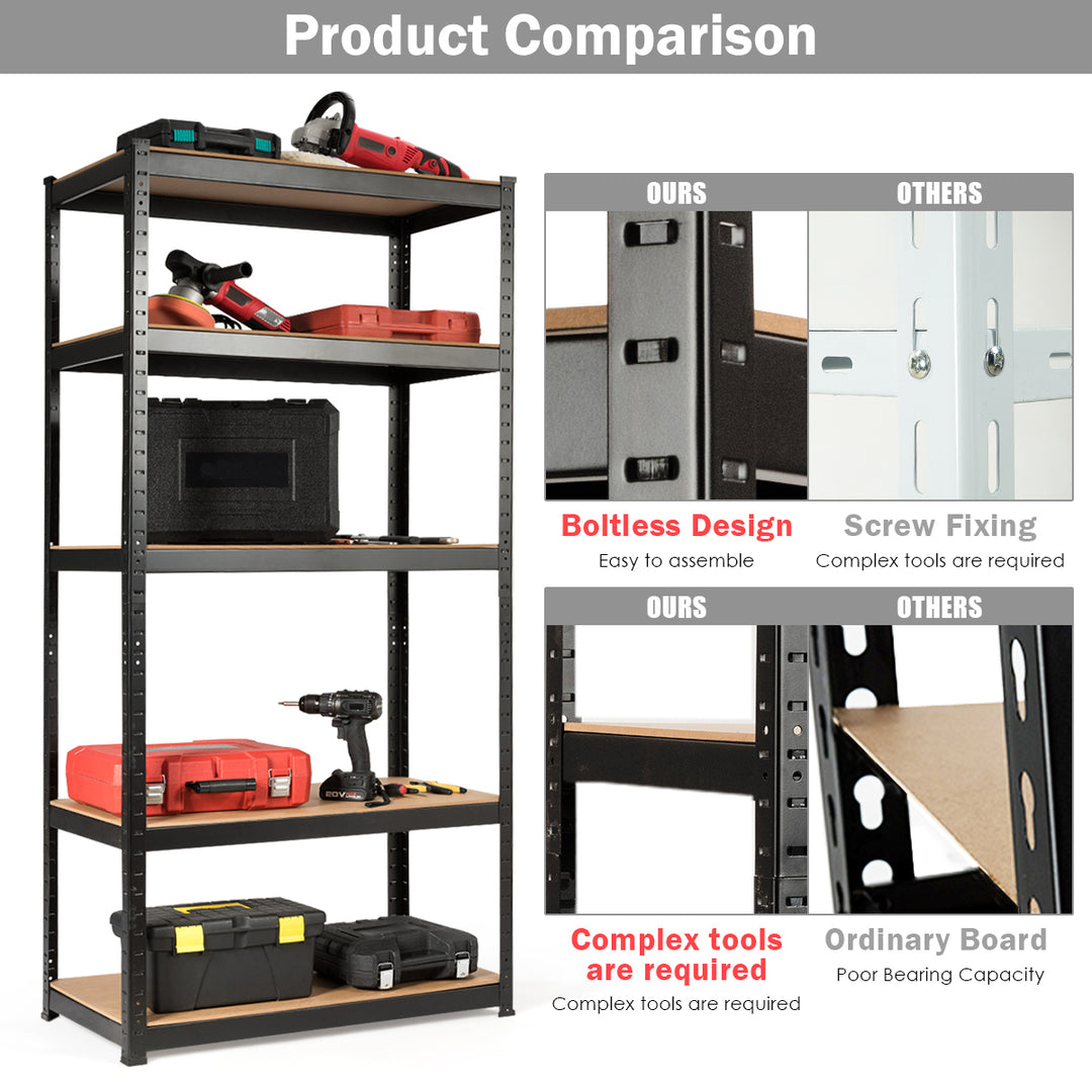 Heavy Duty Steel 4PCs 72 5 Level Garage Shelf Metal Storage Adjustable Shelves Unit Image 6