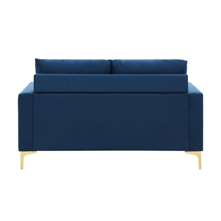 Iconic Home Roxi Loveseat Velvet Upholstered Multi-Cushion Seat Gold Tone Metal Y-Legs with 2 Decorative Pillows Image 3