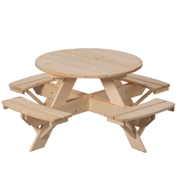 Wooden Kids Round Picnic Table Bench, Outdoor Childrens Backyard Table, Crafting, Dining, and Playtime Patio Table Image 1