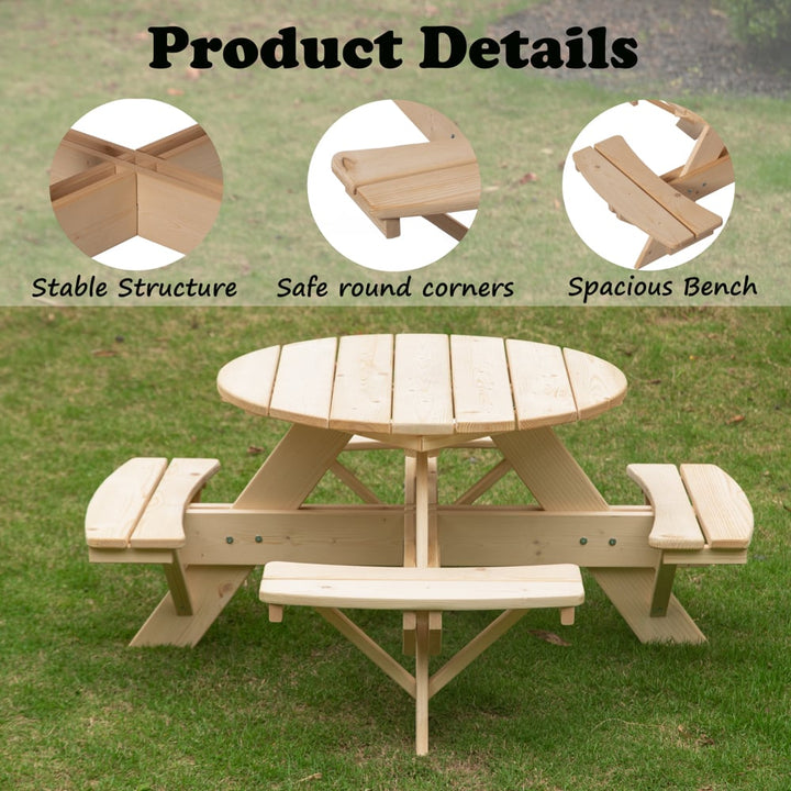 Wooden Kids Round Picnic Table Bench, Outdoor Childrens Backyard Table, Crafting, Dining, and Playtime Patio Table Image 5