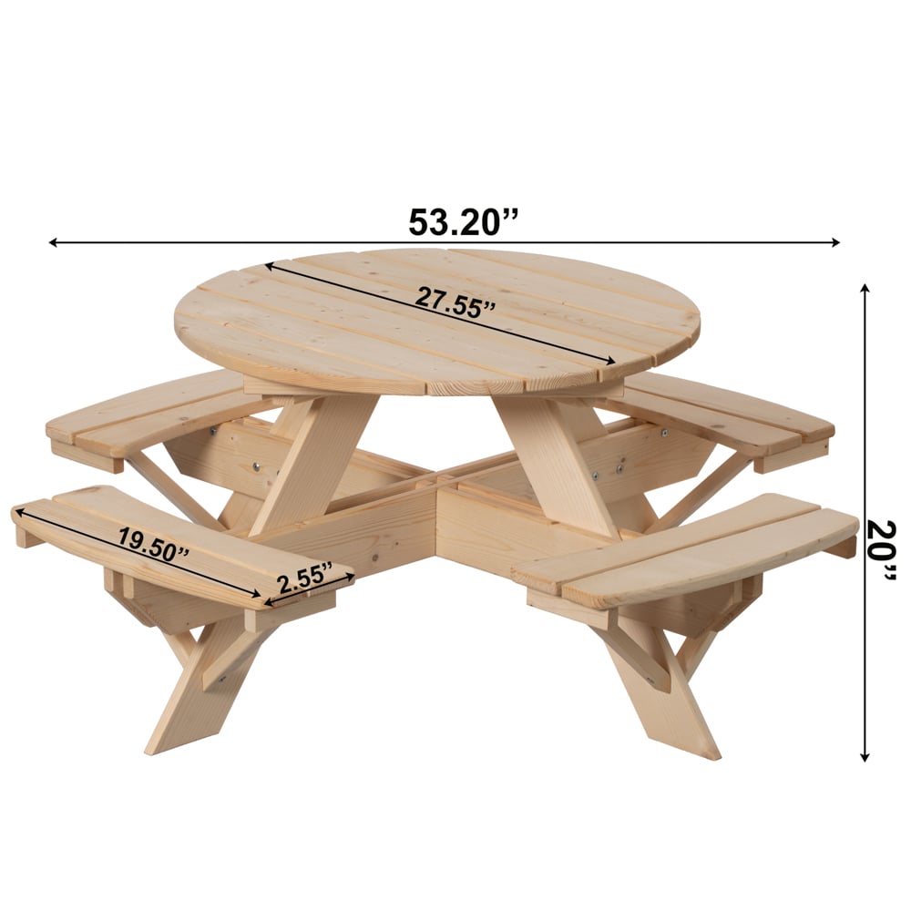 Wooden Kids Round Picnic Table Bench, Outdoor Childrens Backyard Table, Crafting, Dining, and Playtime Patio Table Image 6