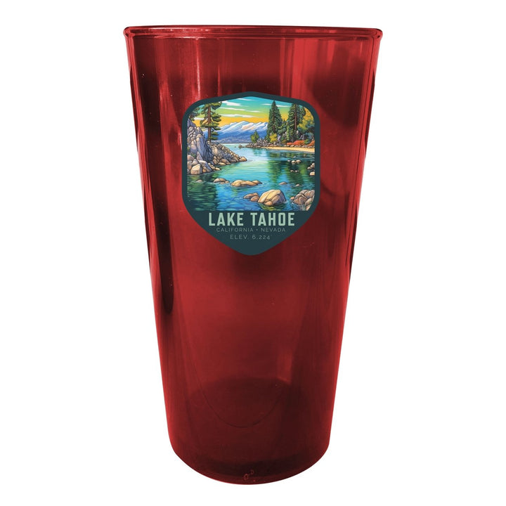 Lake Tahoe California Souvenir Plastic 16 oz pint Clear Image 1