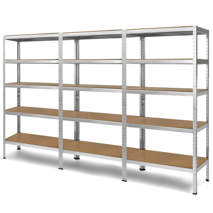 72 Steel 5-tier Garage Shelf Metal Storage Adjustable Unit Silver Image 3