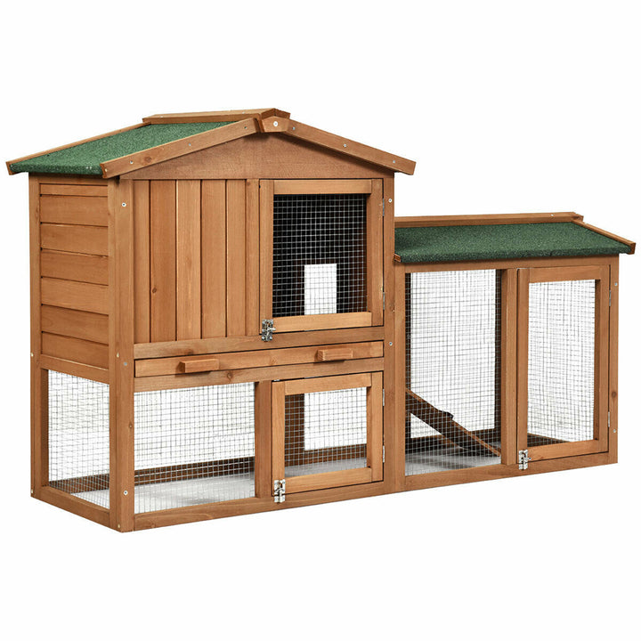 58 Wooden Rabbit Hutch Large Chicken Coop Weatherproof Indoor Outdoor Use Image 1