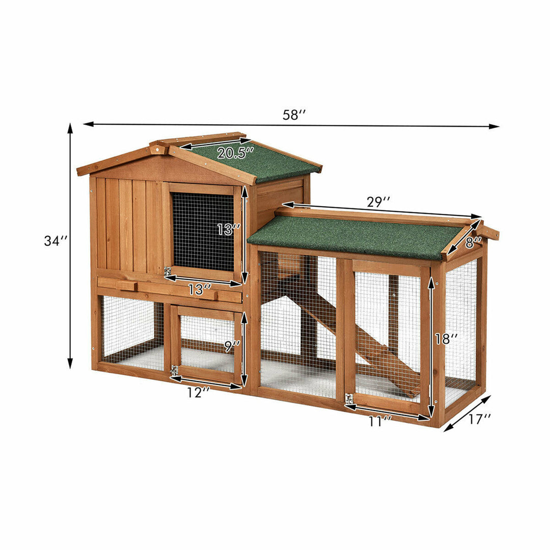 58 Wooden Rabbit Hutch Large Chicken Coop Weatherproof Indoor Outdoor Use Image 2