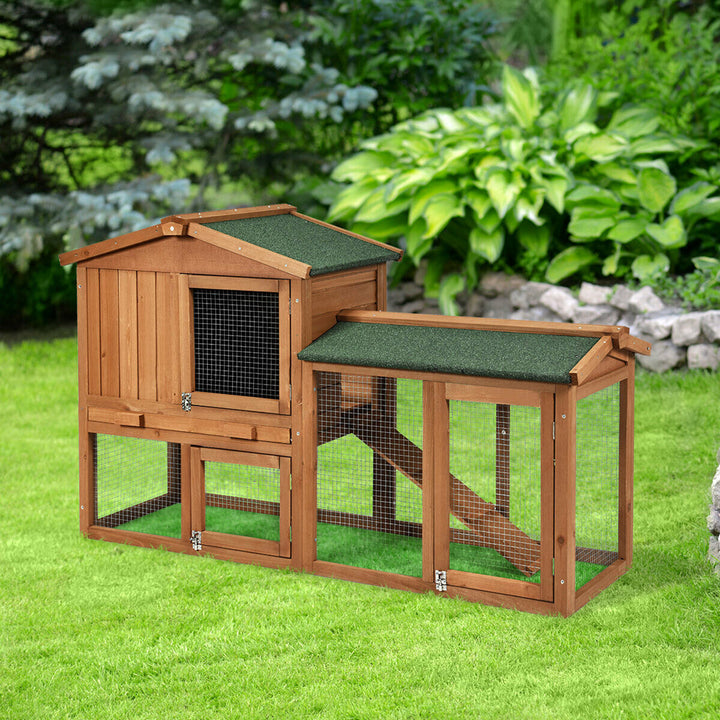 58 Wooden Rabbit Hutch Large Chicken Coop Weatherproof Indoor Outdoor Use Image 3