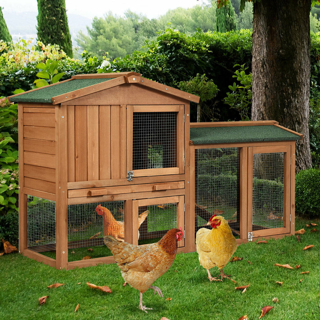 58 Wooden Rabbit Hutch Large Chicken Coop Weatherproof Indoor Outdoor Use Image 4