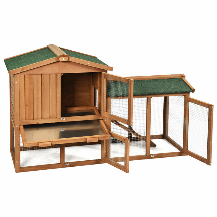 58 Wooden Rabbit Hutch Large Chicken Coop Weatherproof Indoor Outdoor Use Image 6