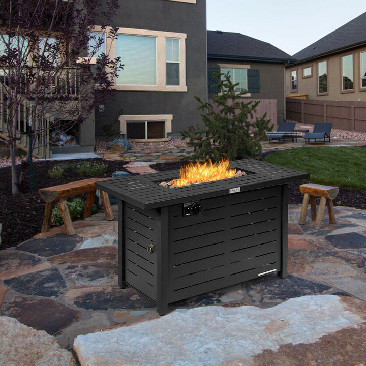 42 Rectangular Propane Gas Fire Pit 60,000 Btu Heater Outdoor Table W/ Cover Image 3