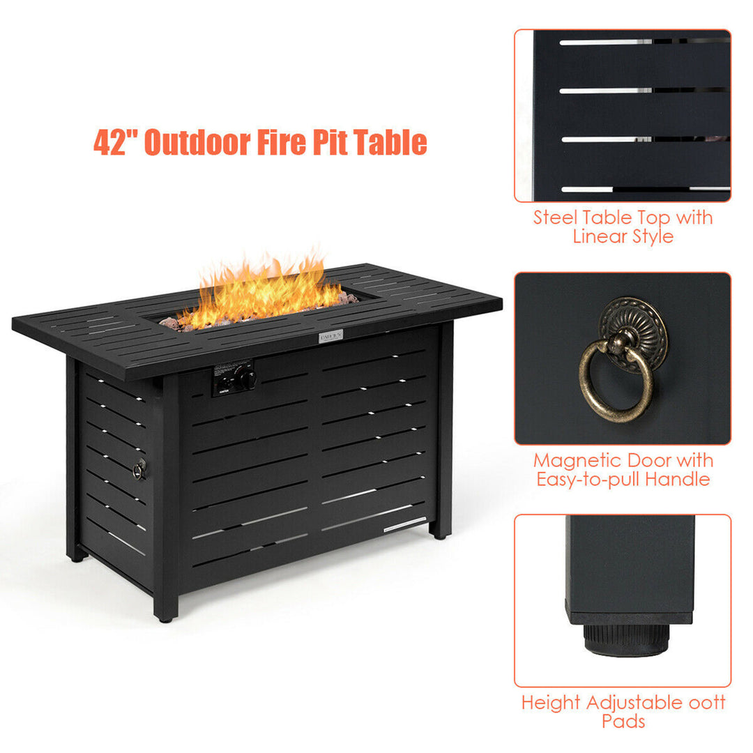 42 Rectangular Propane Gas Fire Pit 60,000 Btu Heater Outdoor Table W/ Cover Image 6