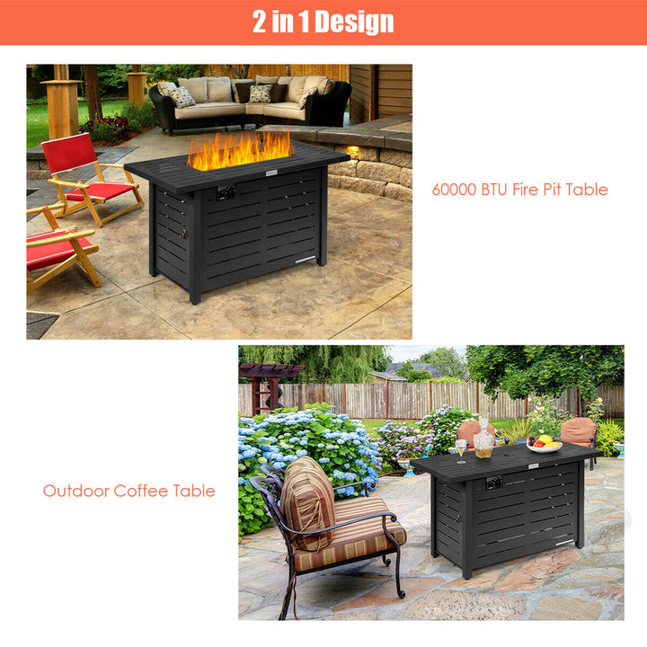 42 Rectangular Propane Gas Fire Pit 60,000 Btu Heater Outdoor Table W/ Cover Image 7