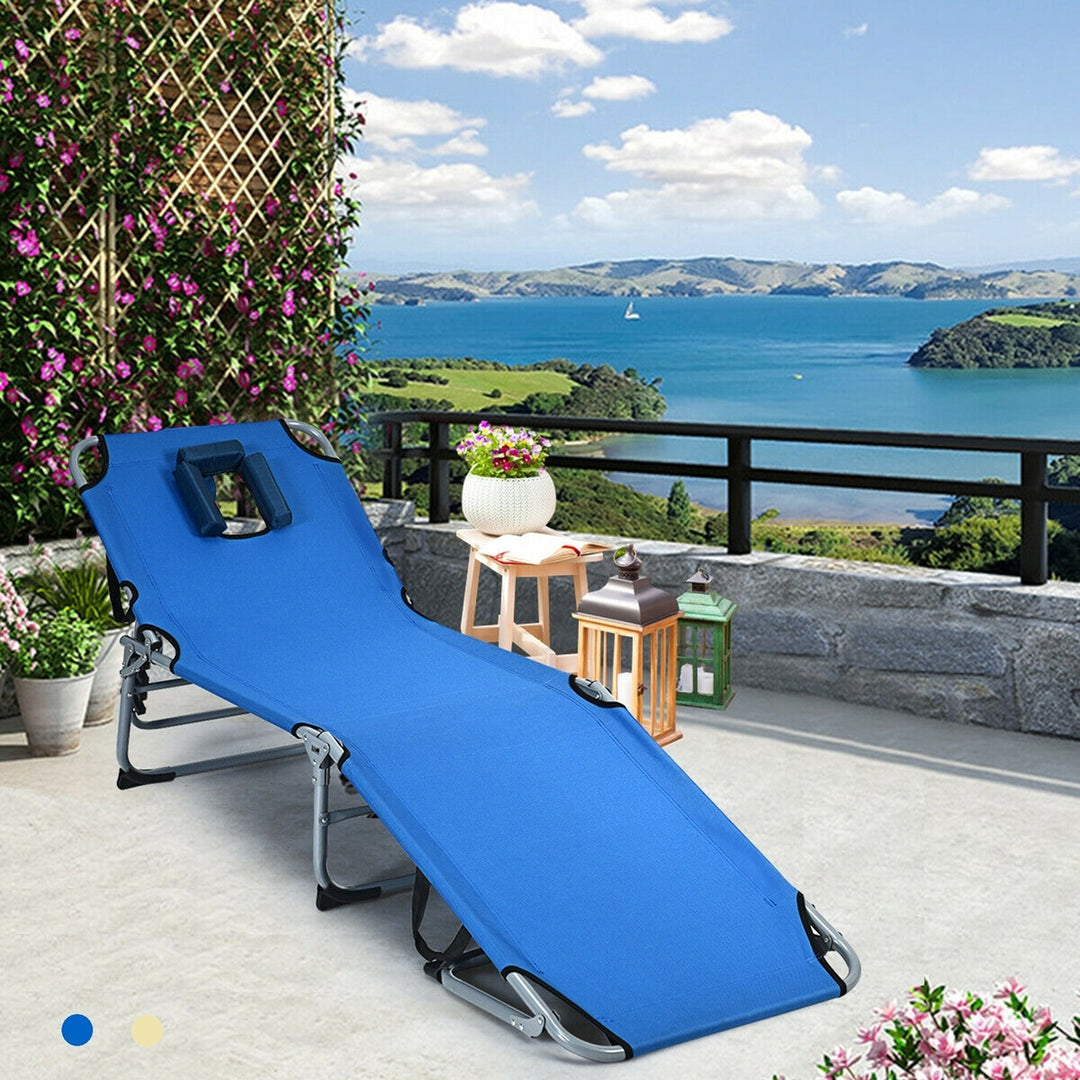 Folding Chaise Lounge Chair Bed Adjustable Outdoor Patio Beach Camping Recliner Image 1