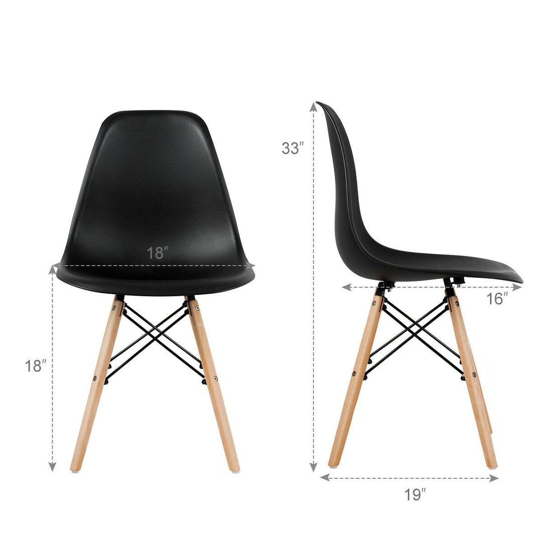 Set of 4 Modern Dining Side Chair Armless Home Office w/ Wood Legs Black Image 3