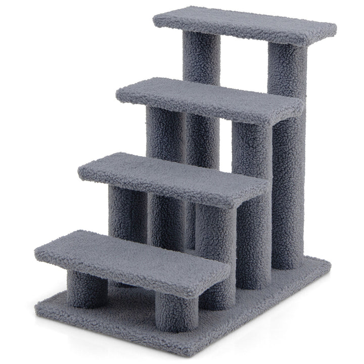 24 4-Step Pet Stairs Carpeted Ladder Ramp 8 Scratching Post Cat Tree Climber Image 10