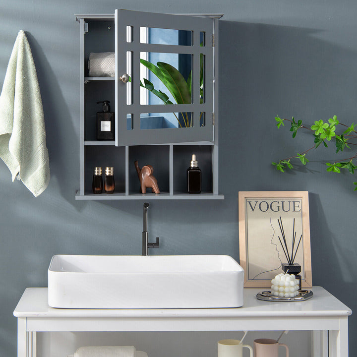 Mirrored Medicine Cabinet Bathroom Wall Mounted Storage W/Adjustable Shelf Image 2