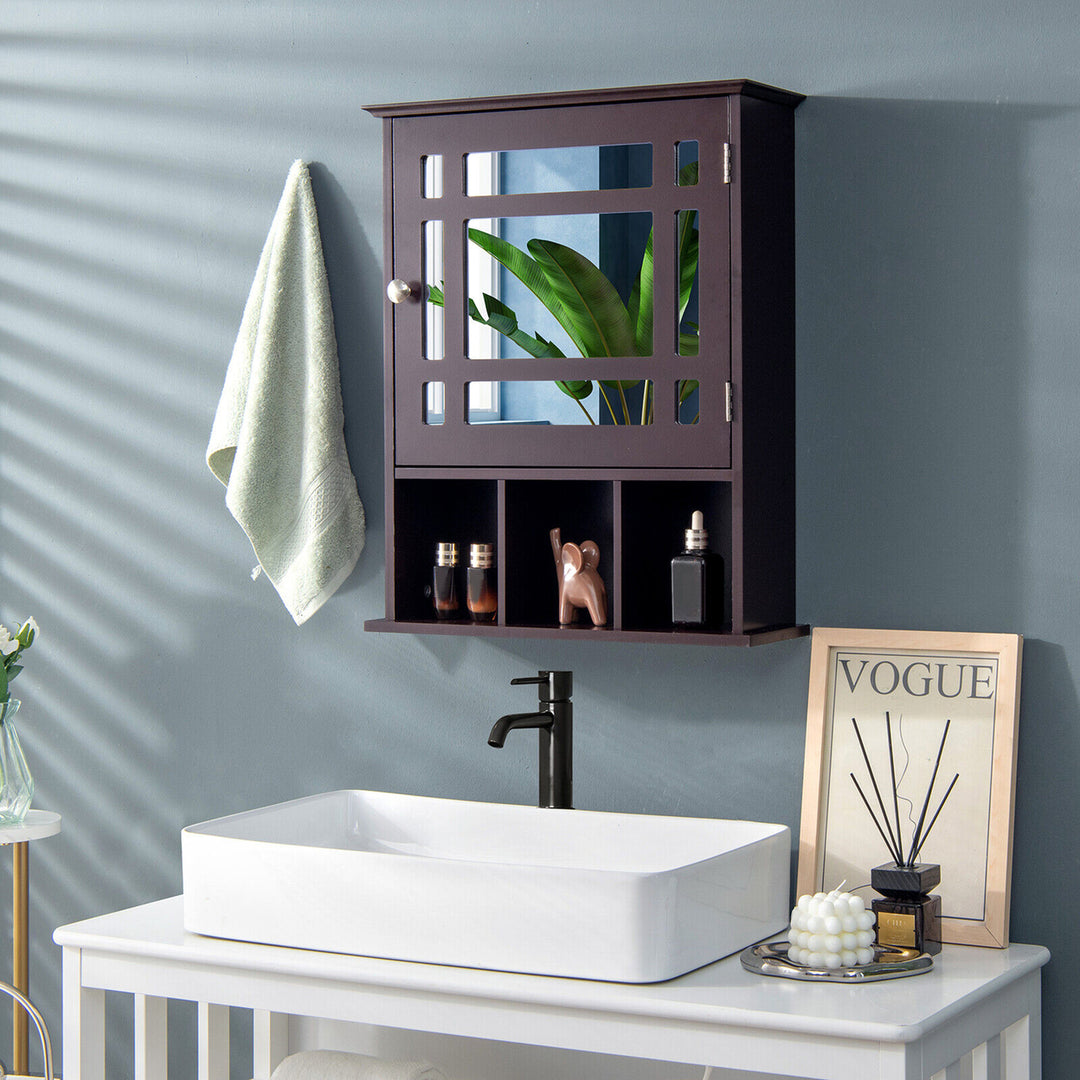 Mirrored Medicine Cabinet Bathroom Wall Mounted Storage W/Adjustable Shelf Image 3