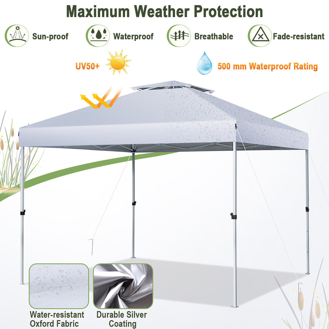 2-Tier 10 x 10 Pop-up Canopy Tent Instant Gazebo Adjustable Carry Bag w/ Wheel Image 4